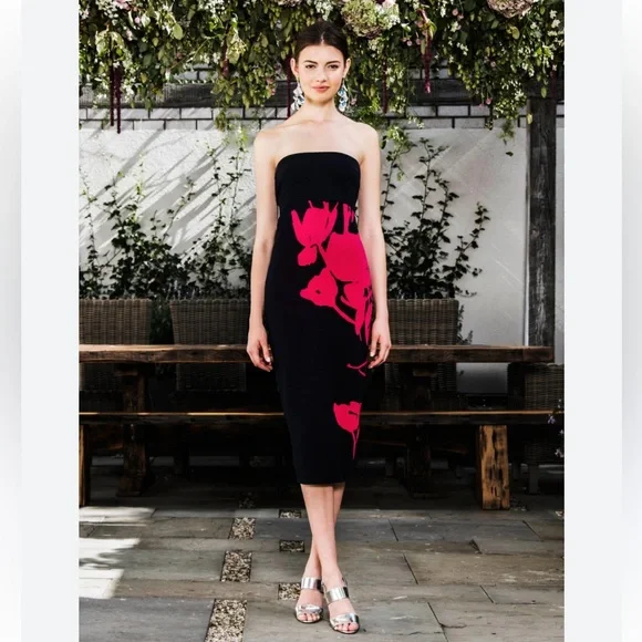 Sachin & Babi Strapless Dress with Pink Floral Design S jersey knit - Picture 1 of 7